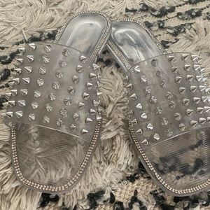 Clear spiked sandals